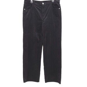 J‎ Jill Pants Size 14 Black Velvet High Rise Straight Leg Stretch Velour Jeans